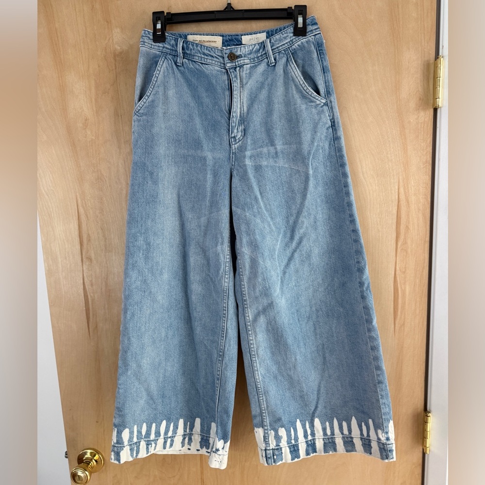 Pilcro and the Letterpress (Anthropologie) Light Bleach Tie Dye Wide Leg Jeans - Picture 6 of 16